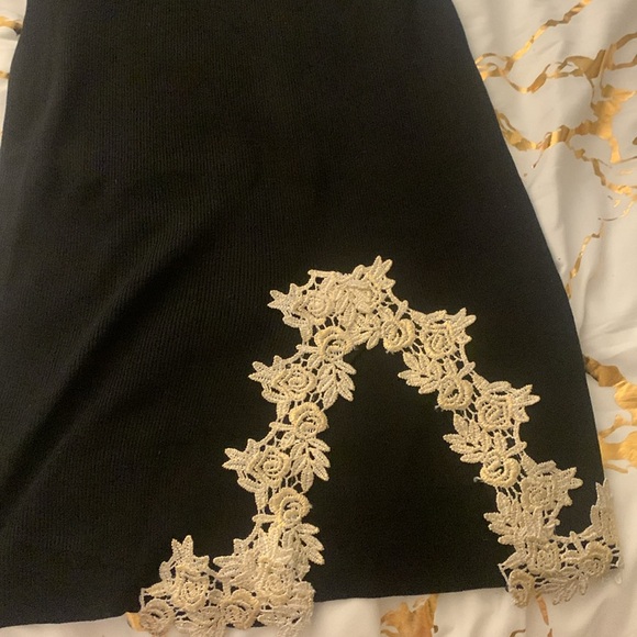 Black and fold detail dress size small  this dress is custom made  embroidered - Picture 3 of 4